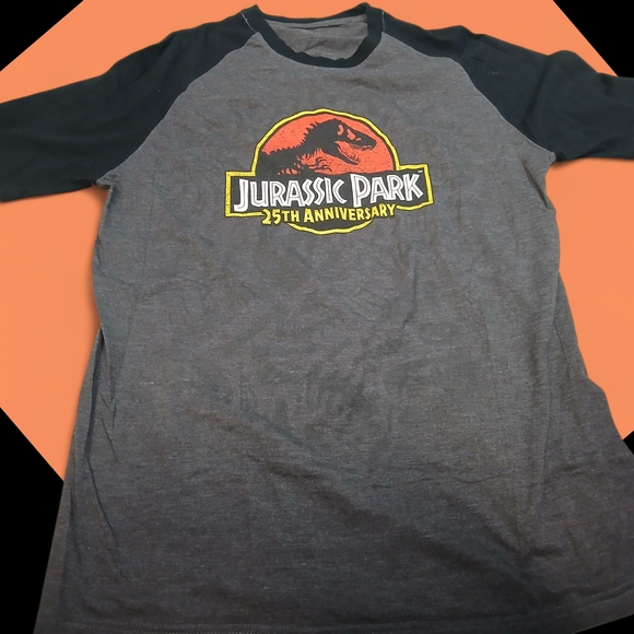 Jurassic Park 25th Anniversary Gray and Black Men's Short Sleeve Tee - Picture 1 of 4
